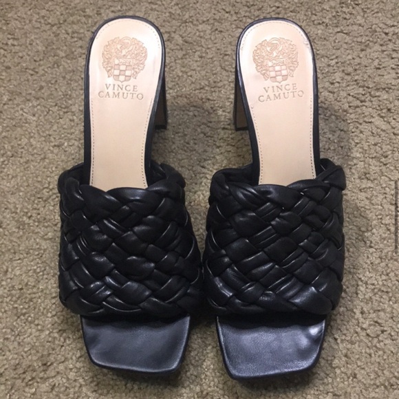 Vince Camuto Elanora Black SquareToe Braided Heels Size EU 42 - Picture 6 of 11
